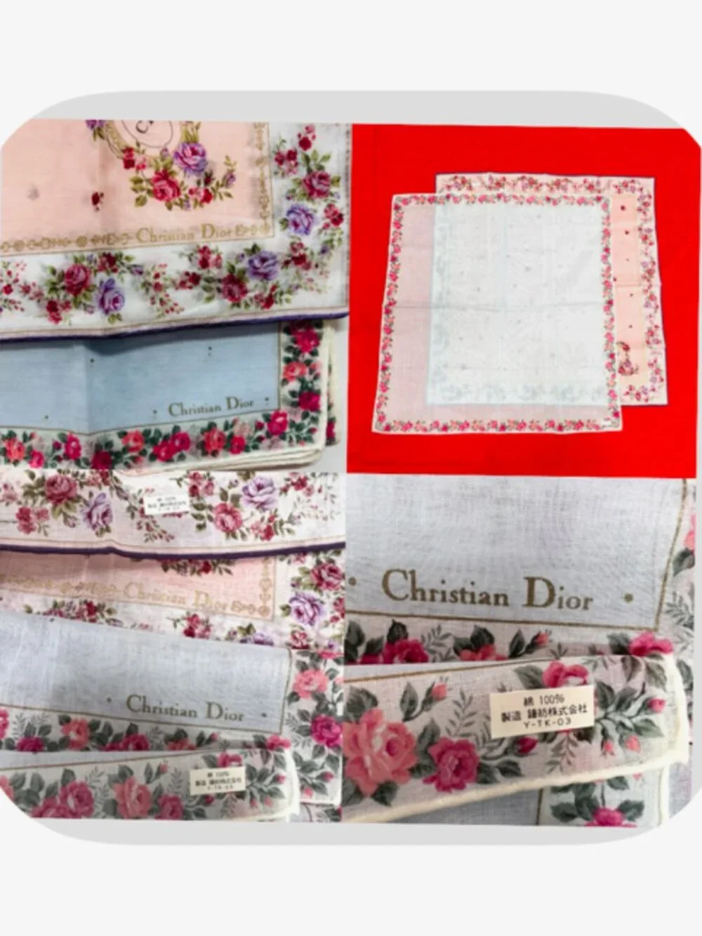 2) New-Beautiful Christian Dior Mini Scarf/Neck-kerchief Cott 19